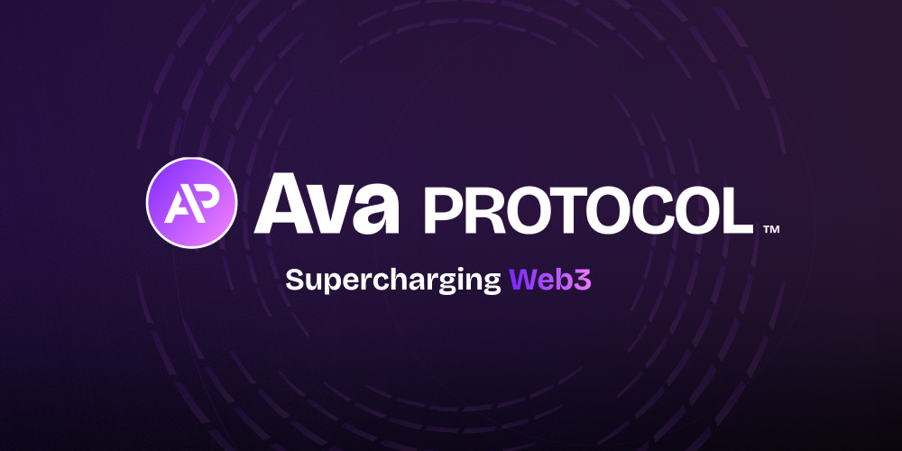 An image showing the "AP" logo alongside the words Ava Protocol and Supercharging Web3.